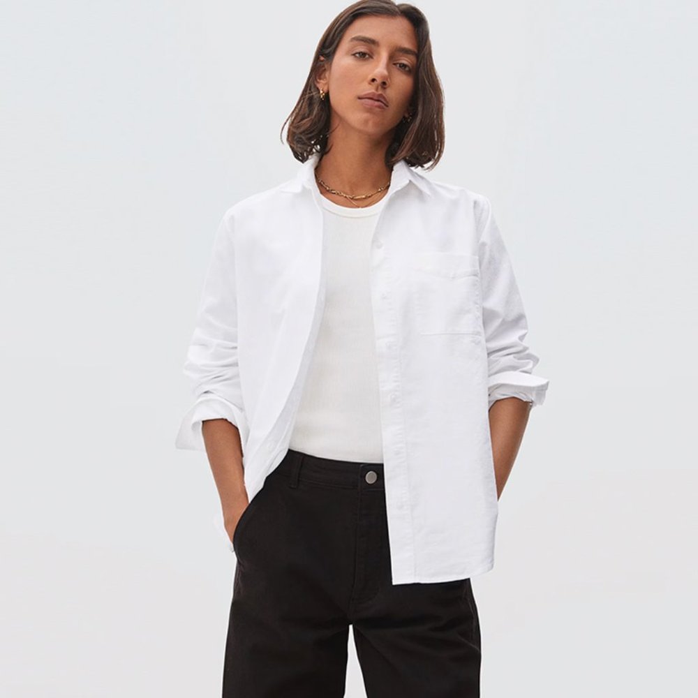 Everlane Relaxed Oxford Shirt in White - Size 0